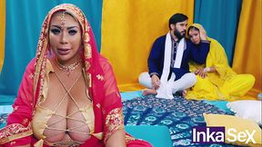 Chudai - Madrastra India tetona se folla al novio de su Hijastra y le dejan el co&ntilde_o lleno de leche.