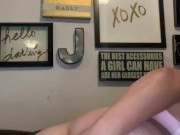 Pushing ice cube deep in fat ass