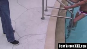CodyVictorXXX.com - Horny daddies poolside barebacking until spilling cumshot wild