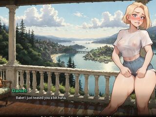 Blonde sexy girlfriend shows off her hungry hole on the porch