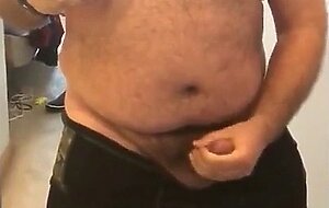 Fat Bear Stroking His Big Cock