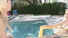 ”Adorable lesbian teen fingered by her big breasted stepmum”