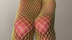 French Pedicure in Neon Green Fishnets