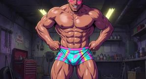 Ai Muscular Men Mechanic Garage