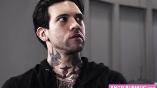 Tattooed punk dude drilling his luscious hairy girlfriend