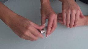 videos of women rubbing lotion on their hands a
