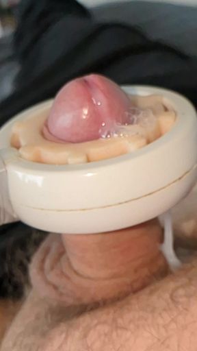 Cumshot with jerk off machine 1