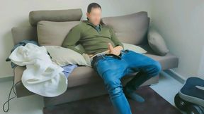 Horny Male Bottom Teases Tight Hole with Dildo and Cums Hard