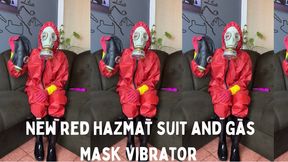2 gas mask and new red hazmat suit vibrator