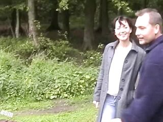 Lisa and her cuckold outdoor 3some