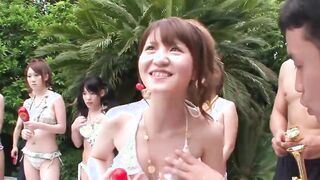 Japanese mass sex party by the pool Part one