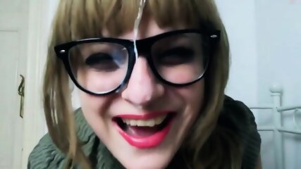 German slut Sandra cum on her glasses compilation