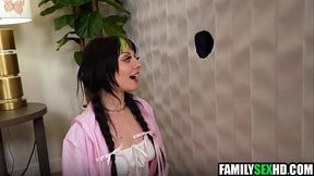 Step sister fucked through hole in tha wall | Kitty Cam
