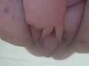Dare Chubby cum and pee on public toilet