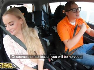 FakeDrivingSchool Sexy Learner Victoria Pure Disrobes and Masturbates