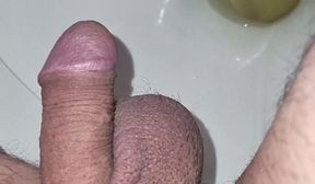 I urinate with my small cock in my toilet with  for 10 minutes