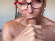 Rubbing Oiled Titties & Dildo Sucking