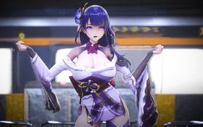 [mmd] Raiden Shogun Phone Number Oversized Cup Big Breasts Riding Dance Sex Sex