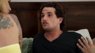 Tattooed Blonde Sarah Jessie Sucks and Fucks a Young Stud