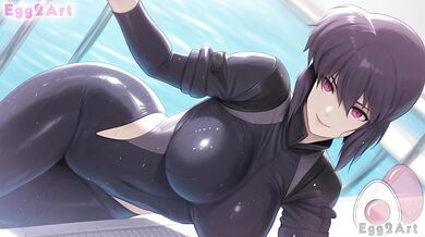 Motoko Kusanagi's big tits swallowed whole in hentai blowjob