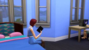 spies on his step sister while she and masturbates in front of the computer then climbs on top of her and fucks her