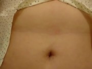 Popping button of shirt with my chubby tummy