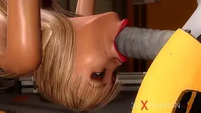 Lesbian sex in Area 51. A horny blonde gets fucked by a female android