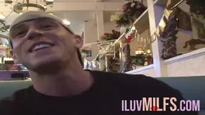 scened MILF with pierced fake tits gives wet facial