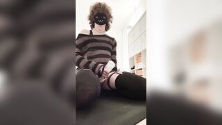 Femboy uses his fresh plaything