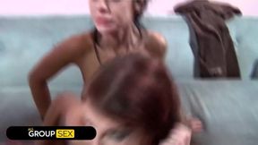 Taylor Wane's drooling throat gets stretched by Ike Diezel's fat cock & Ralph Long's kinky tongue