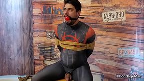 Rod Lemos Spiderman tied up and gagged cumming | Behind the Scenes