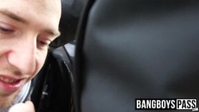 stud seduced into giving a sensual blowjob outdoors