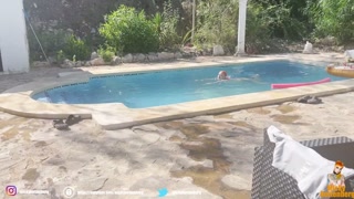 Alternate Couple, gets horny in pool with massive loads on tits