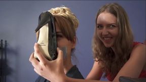 Weronika Smell Feet Of Stella In Funny Way - Gray Socks And Pantyhose - HD 1280x720