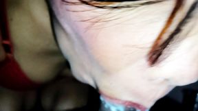 Close-up blowjob deepthroat with huge facial