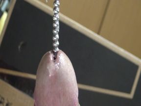 cum with e-stim sounding beads