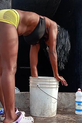 Washing My Daddy's Clothes After Her Fucked the Piss Out My Pussy!!