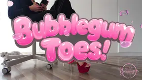 Blonde MILF with long red stripper heels gives a footjob