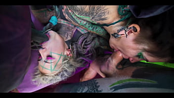 Two tattooed babes take on a pair of thick cocks