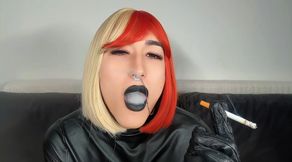 Dirty Talking Sissy Whore Close up Smoking Lips Gloves Fetish