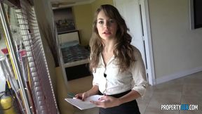 Petite real estate agent Kimmy Granger rides and sucks her client's big cock