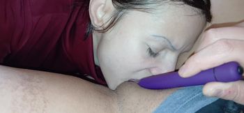 She Fucks Me Hard and Deep in the Pussy with Her Tongue, and I Jerk off My Clitoris with a Vibrator