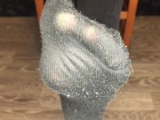 sexy wife after gym show black socks and foot fetish cuckold