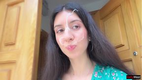 Hottie Lost the Game and Had to Walk with Cum on Her Face - Cumwalk