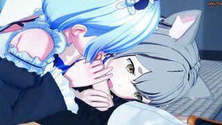 Subaru Fucks Rem and Felix inside a 3Some - Re:Zero Cartoon.