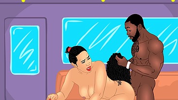 Cartoon BBC King Fucks Big booty Latina Queen on cartoon Bang Bus