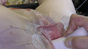 Very Close Spread Pussy Fucking with Dildo and Glass