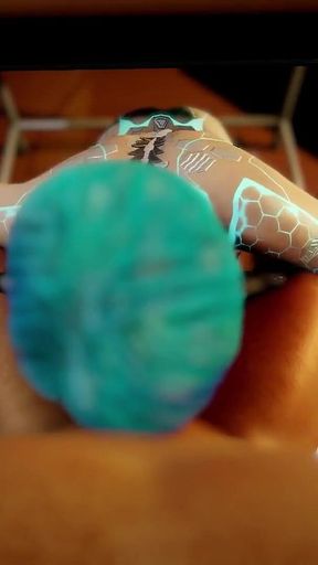 Blue Sex Robot Gives Blowjob Under the Table