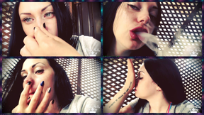 Blowing shisha smoke from itching nose and scratching it all the time