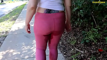 Whitney Morgan wetting her spandex outside in public